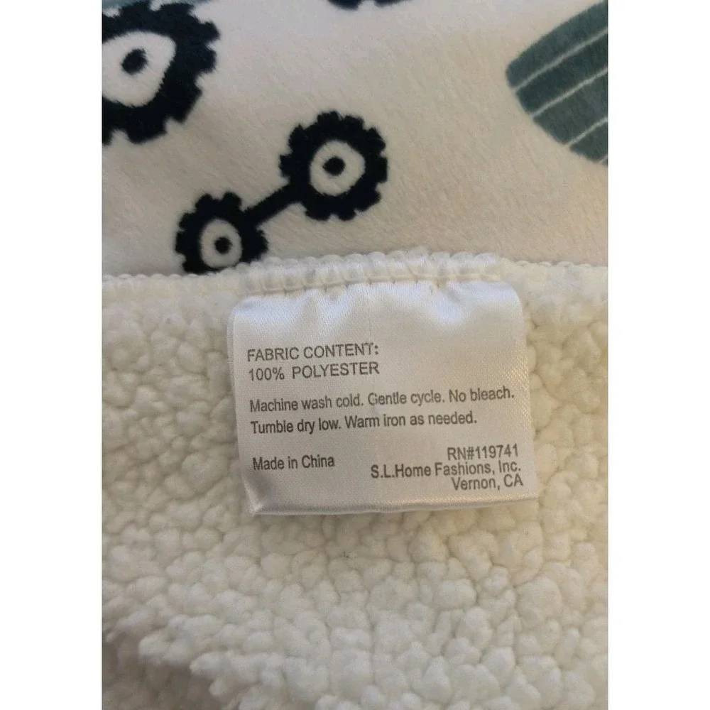 RN 119741 Blue White Construction Truck Baby Blanket Fleece SL Home Fashion SOFT